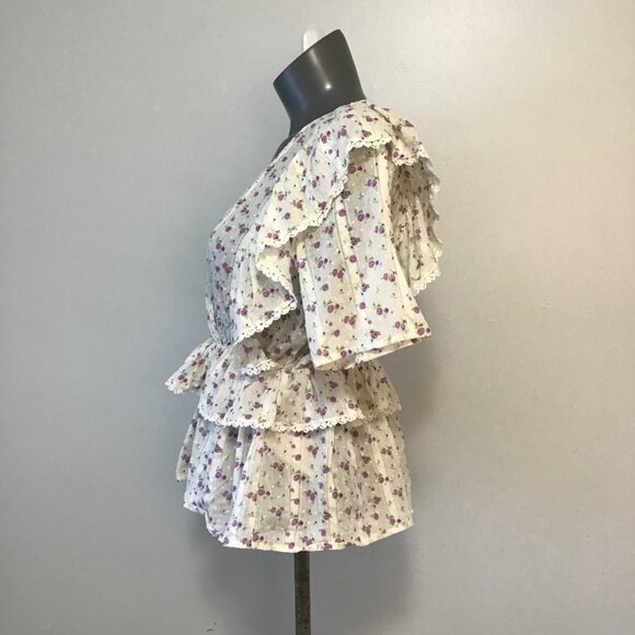Selected Femme Susy Ruffled Floral Blouse Top Size 36 - Picture 7 of 13
